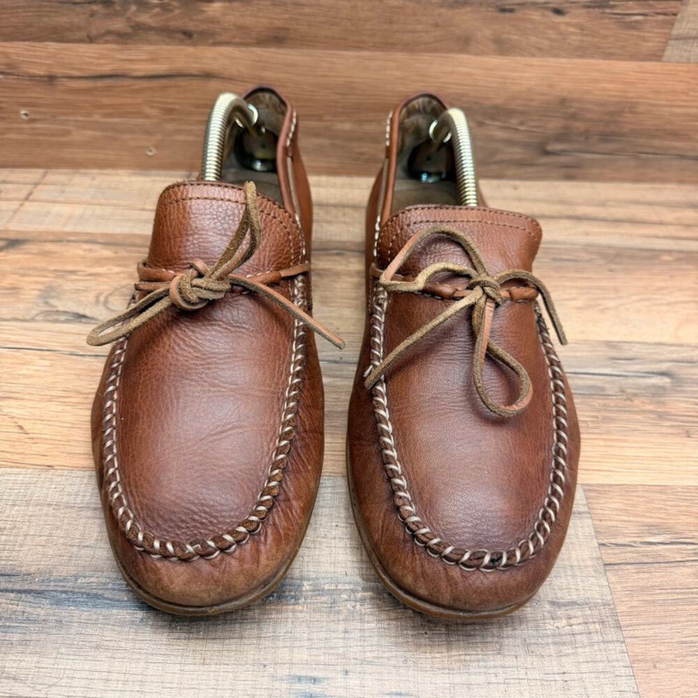 Frye Loafers Men's 11.5 Tan Brown Distressed Leather Driver Moccasin - Picture 2 of 8